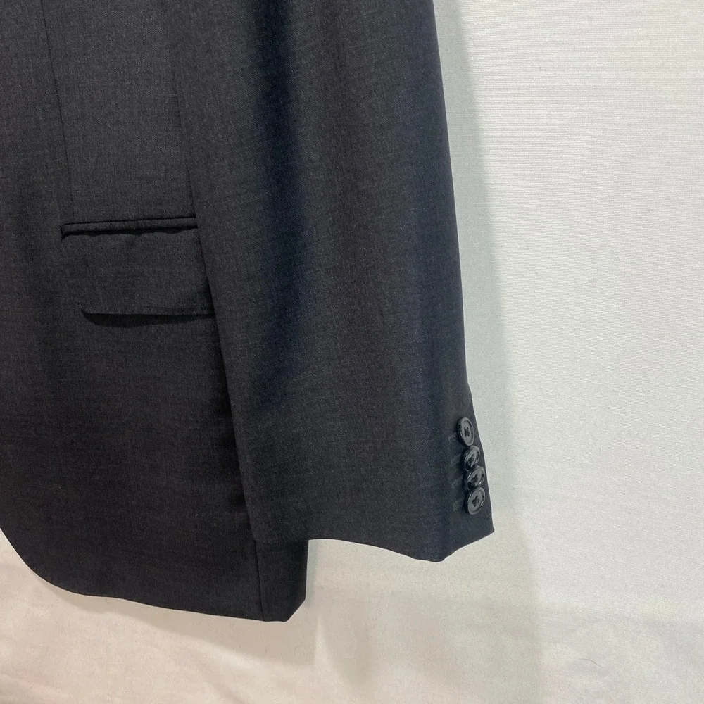 Saks Fifth Avenue Ermenegildo Zegna Wool Suit Jacket Charcoal Grey 44R W38 USA